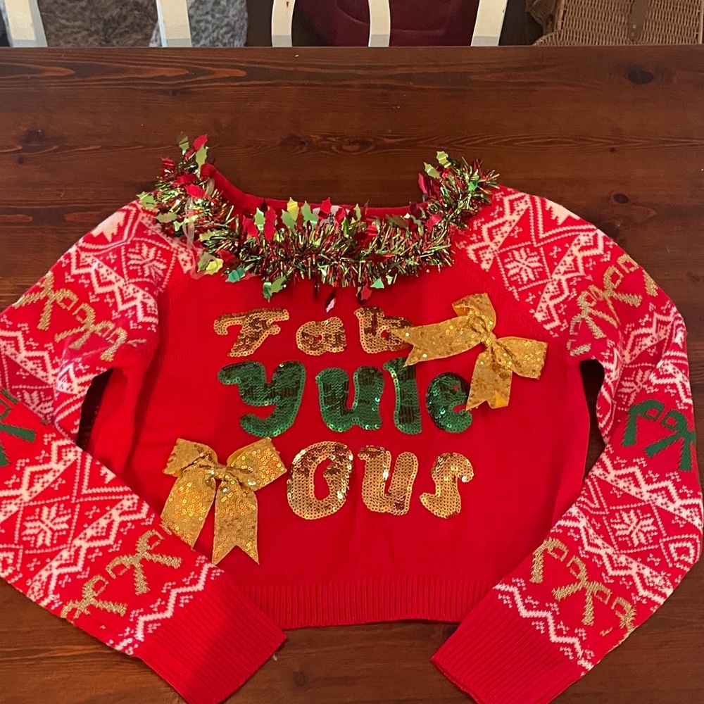 Festive Off-the-Shoulder Red Sweater